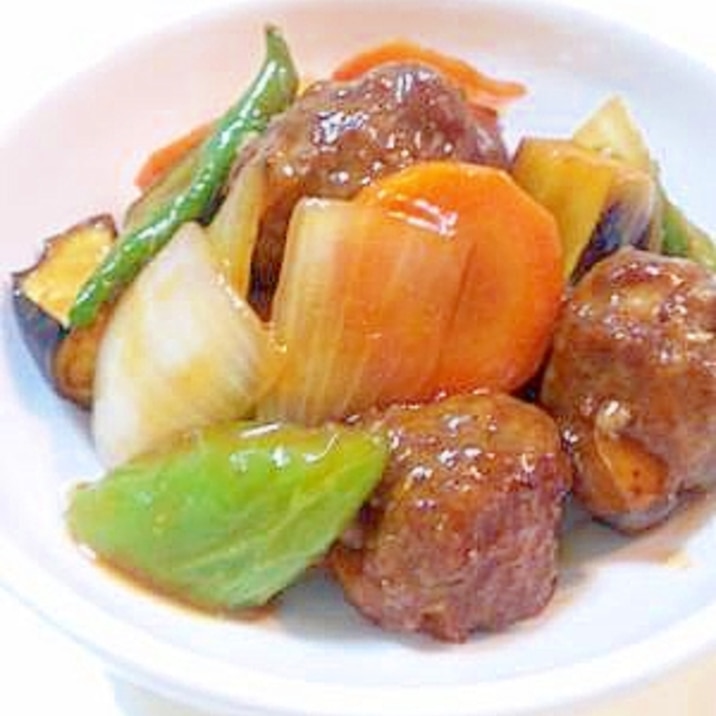 酢豚をアレンジ！肉団子の甘酢あんかけ！野菜たっぷり